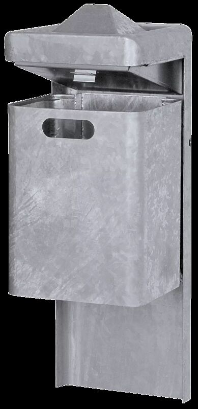 Abfallbehälter OXFORD mit Ascher, zum Einbetonieren, feuerverzinkt