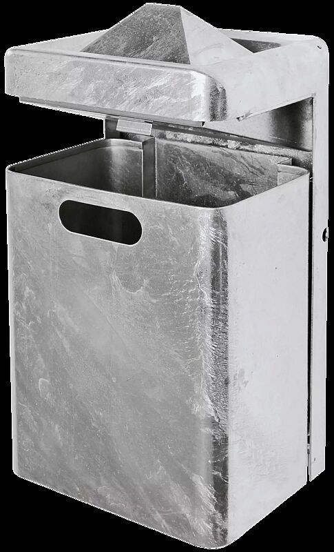 Abfallbehälter OXFORD mit Ascher, zur Wandbefestigung, feuerverzinkt