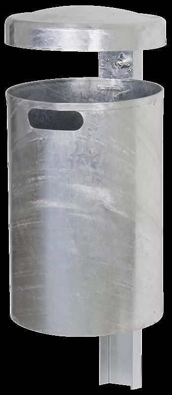 Abfallbehälter KINGSTON, Vollblech, mit Schutzdach, feuerverzinkt