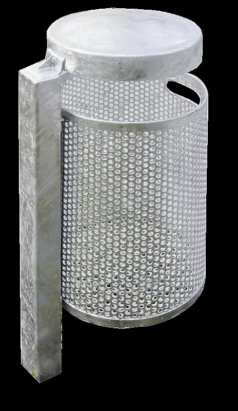 Abfallbehälter KINGSTON, Lochblech, mit Schutzdach, feuerverzinkt