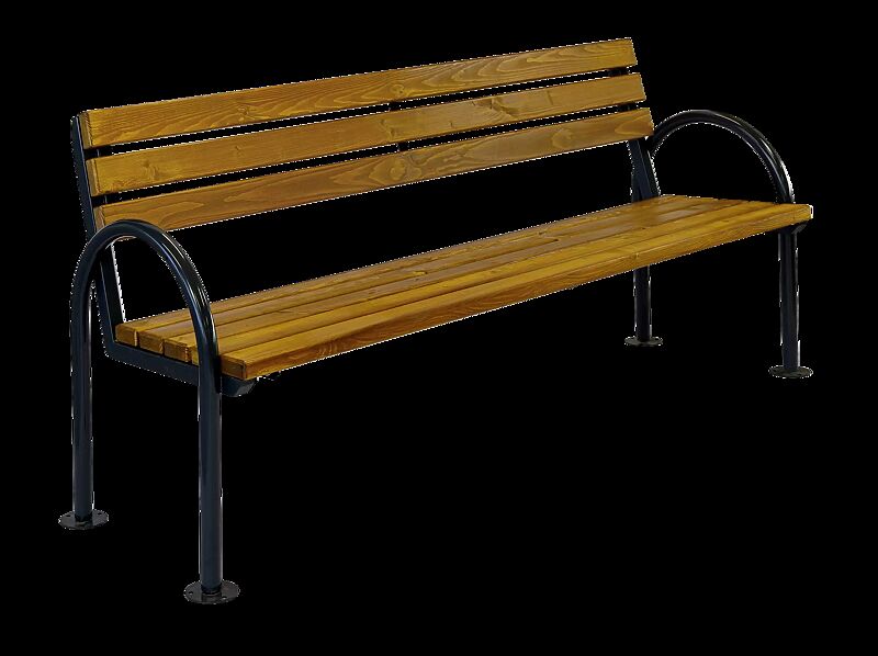 Seniorenbank SAN REMO NEW mit Rückenlehne und Armlehnen, mit Fichtenholzbelattung, Stahlteile in RAL 9011 graphitschwarz