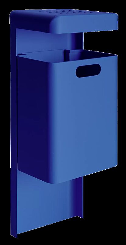 Abfallbehälter HALIFAX, 29 Liter, mit Ascher, zum Einbetonieren, in RAL 5002 ultramarinblau