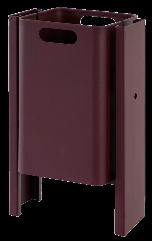 Abfallbehälter CORNER, 56 Liter, zum Einbetonieren, in RAL 3005 weinrot