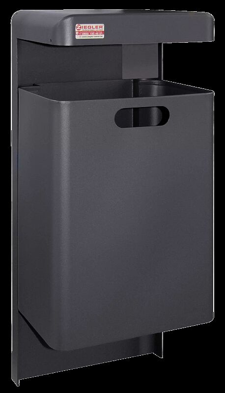 Abfallbehälter HALIFAX, 43 Liter, mit Hausmüllstop, ohne Ascher, zum Einbetonieren, in RAL 7016 anthrazitgrau