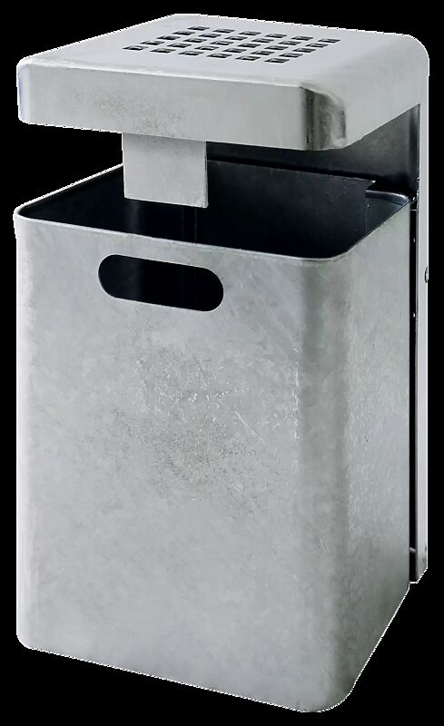 Abfallbehälter HALIFAX, 29 Liter, mit Hausmüllstop und Ascher, zur Wandbefestigung, feuerverzinkt