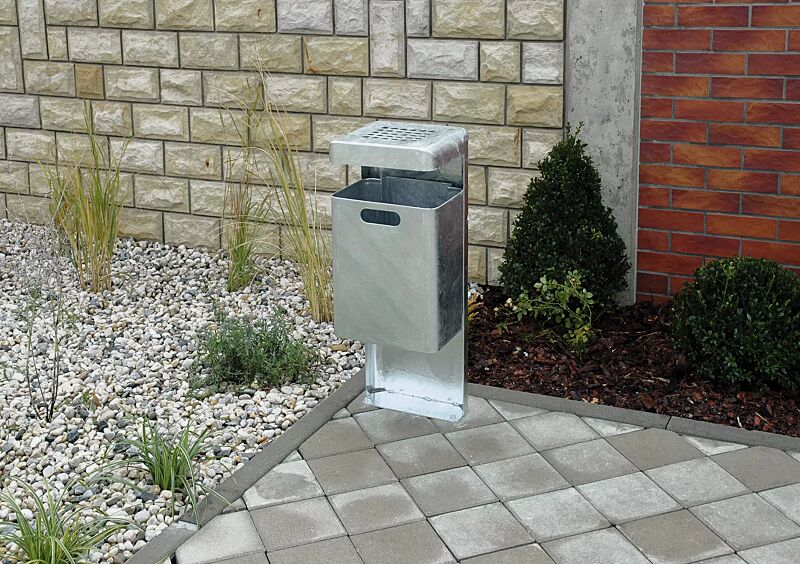 Abfallbehälter HALIFAX, 43 Liter, mit Ascher, zum Aufdübeln, feuerverzinkt