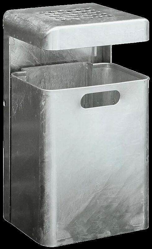 Abfallbehälter HALIFAX, 43 Liter, mit Ascher, zur Wandbefestigung, feuerverzinkt