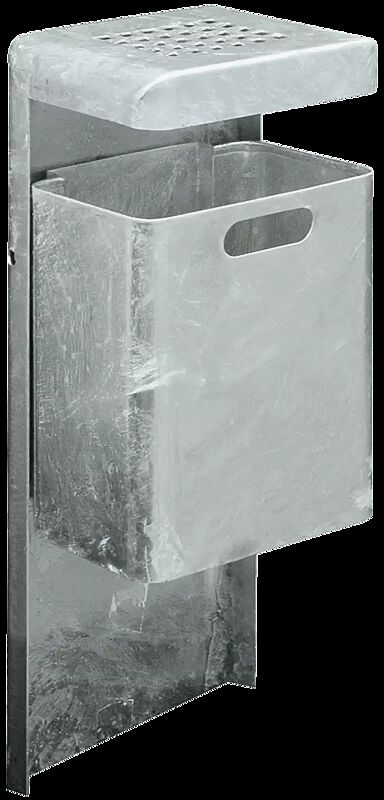 Abfallbehälter HALIFAX, 29 Liter, mit Ascher, zum Einbetonieren, feuerverzinkt