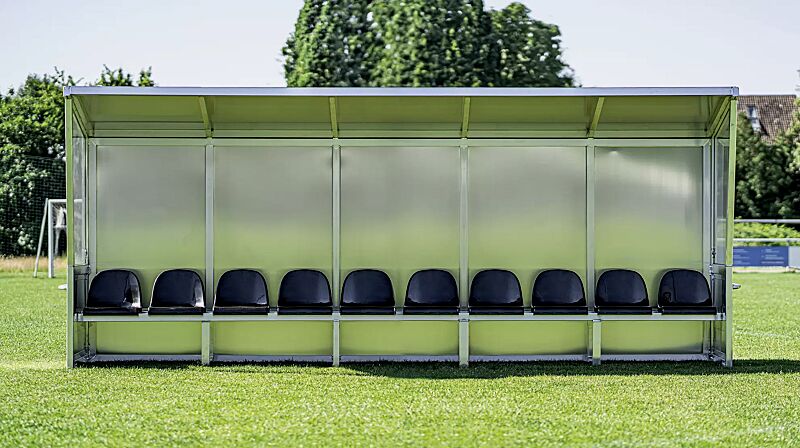Spielerkabine CALCIO, 10 Sitze in schwarz