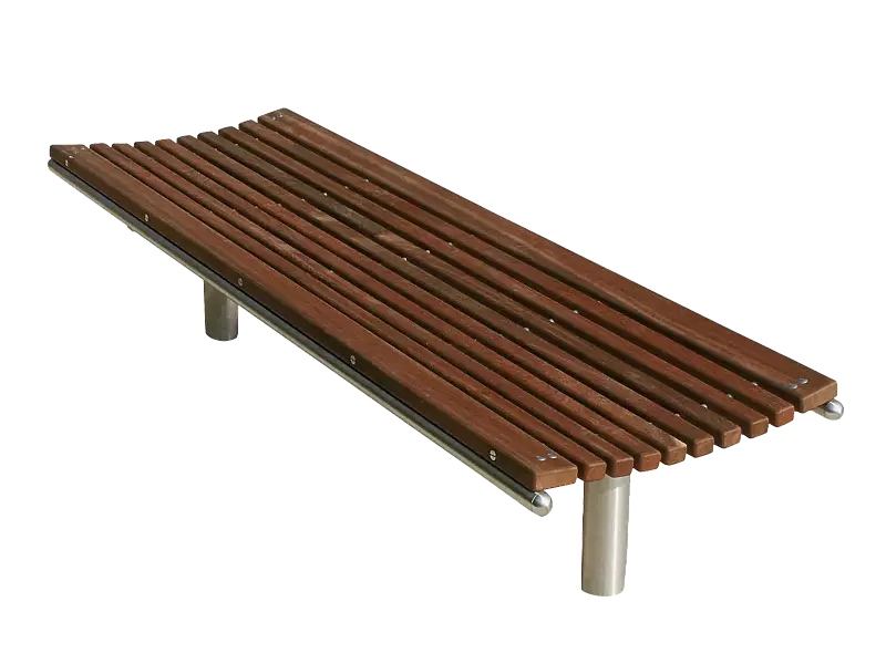 Sitzbank LOANO mit Kambalaholzbelattung, Stahlteile aus Edelstahl