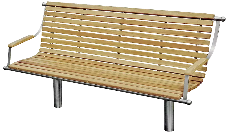 Sitzbank SAVONA INOX mit Rücken- und Armlehnen