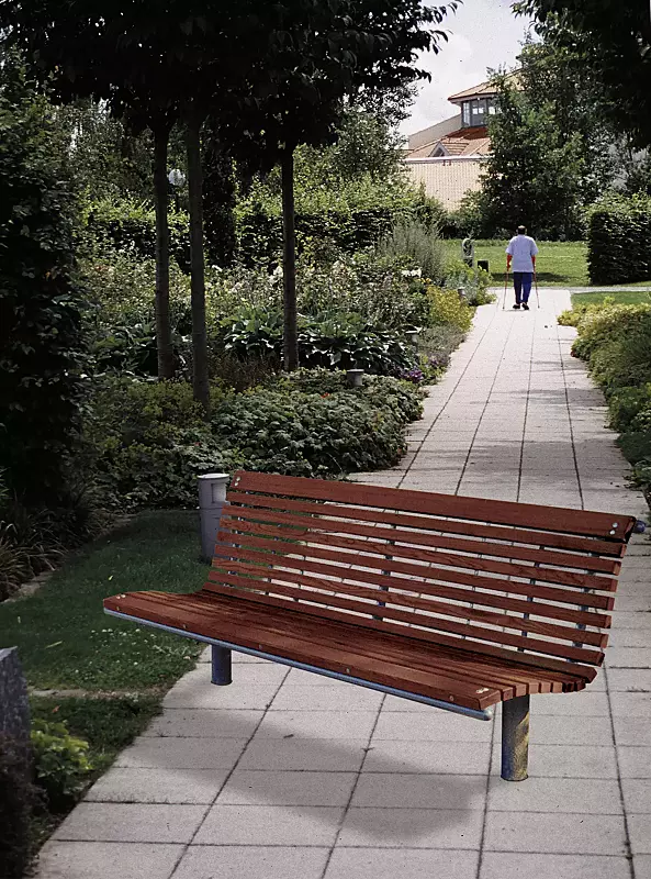 Sitzbank MERANO mit Kambalaholzbelattung, 3-Sitzer