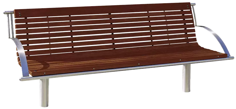 Sitzbank MERANO mit Armlehnen, mit Hartholzbelattung