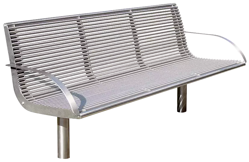 Sitzbank OLBIA mit Rückenlehne und Armlehnen, Edelstahl