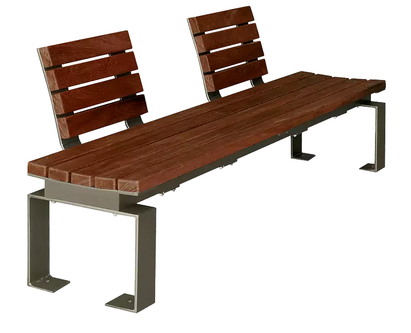 Sitzbank MAGIC mit 2 Rückenlehnen (je 495 mm lang) seitlich, nebeneinander, Stahlteile in DB 703 eisenglimmer