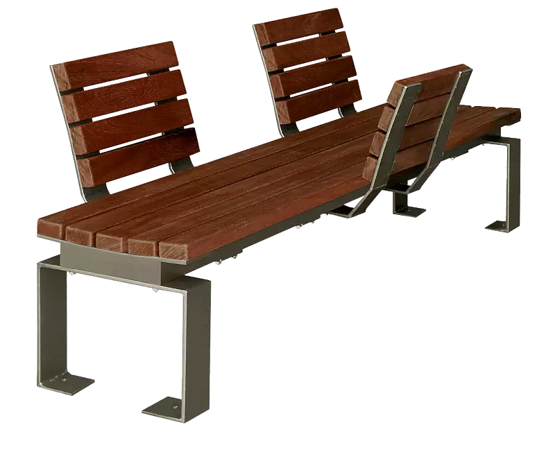 Sitzbank MAGIC mit 3 Rückenlehnen (je 495 mm lang), gegenüberliegend, Stahlteile in DB 703 eisenglimmer