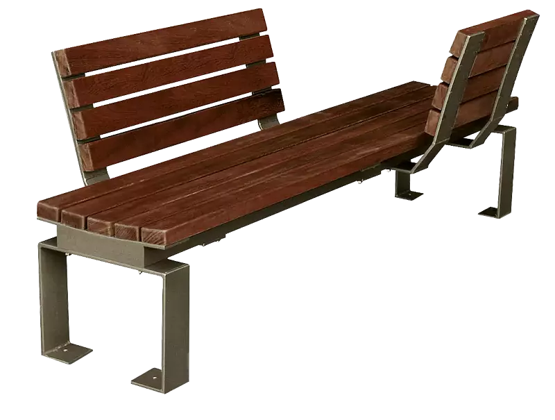 Sitzbank MAGIC mit 2 Rückenlehnen (1 x 495 mm, 1 x 990mm lang), gegenüberliegend, Stahlteile in DB 703 eisenglimmer