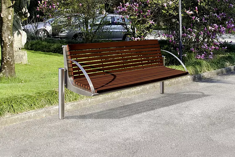 Sitzbank WIEN mit Rückenlehne und Armlehnen, Breite 2090 mm