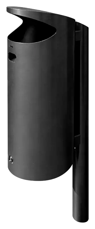 Abfallbehälter FOSTON mit Ascher, zum Einbetonieren, Edelstahl pulverbeschichtet in DB 703 eisenglimmer