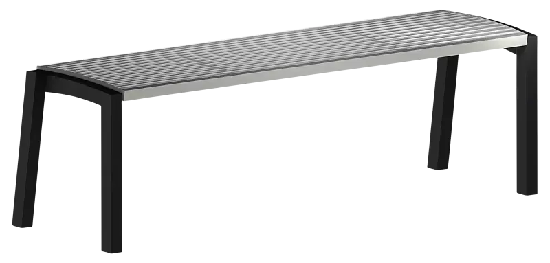 Sitzbank VERA ohne Rückenlehne, mit Edelstahl-Rundstahlauflage, Stahlteile in RAL 7016 anthrazitgrau