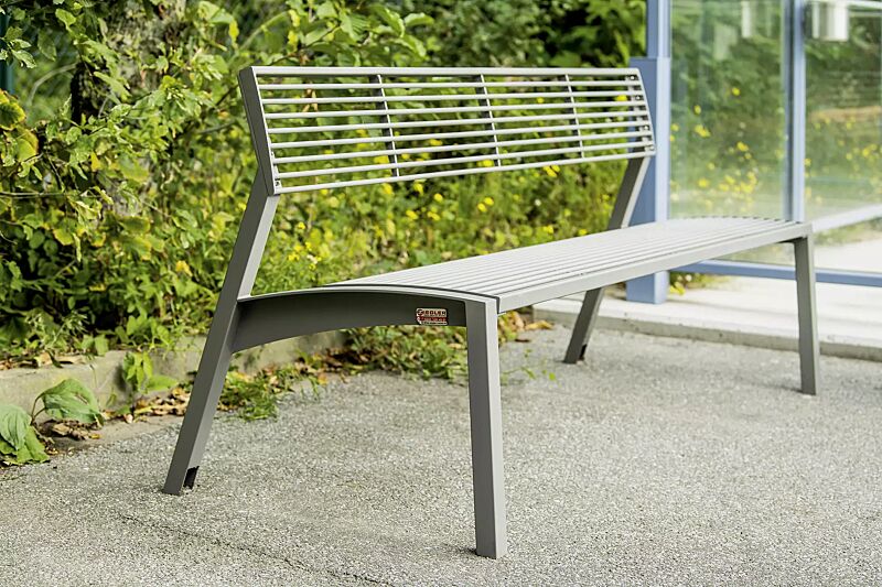Sitzbank VERA mit Rückenlehne, in RAL 9007 graualuminium