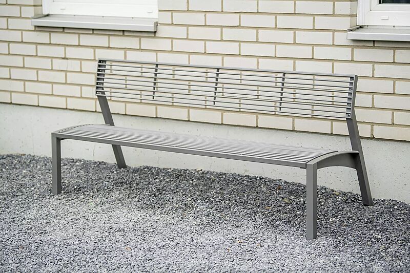 Sitzbank VERA mit Rückenlehne, in RAL 9007 graualuminium