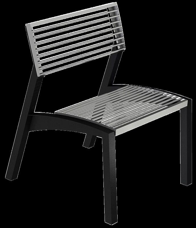 Sitz VERA mit Rückenlehne und Armlehnen, mit Rundstahlauflage in RAL 9007 graualuminium, Stahlteile in RAL 7016 anthrazitgrau (zweifarbig auf Anfrage)