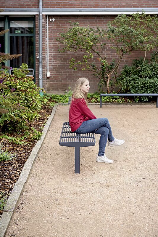 Sitzbank VERA SOLO bestehend aus Einzelelementen, gerade, modular erweiterbar, in RAL 7016 anthrazitgrau