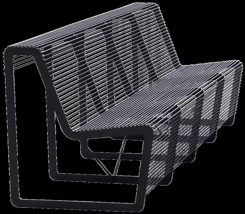 Sitzbank LIMPIDO mit Rückenlehne, in RAL 9005 tiefschwarz