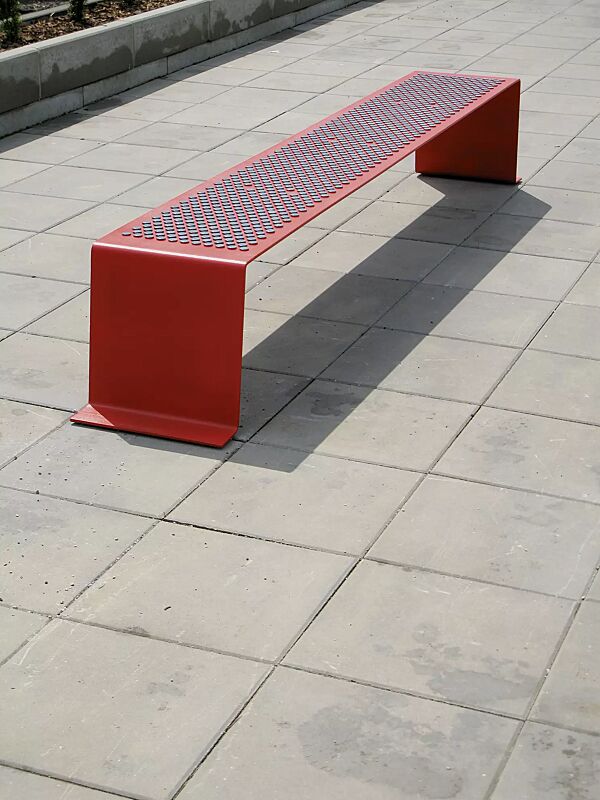 Sitzbank SINUS mit Kunststoffnoppen, in RAL 3003 rubinrot