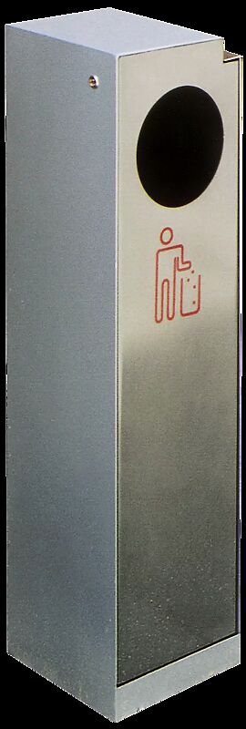 Abfallbehälter CRYSTAL mit Ascher, 32 Liter, ohne Einwurfklappe, Edelstahl, Siebdruck in RAL 3020 verkehrsrot