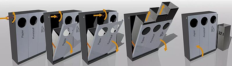 Entleerung Abfallbehälter CRYSTAL TRIO