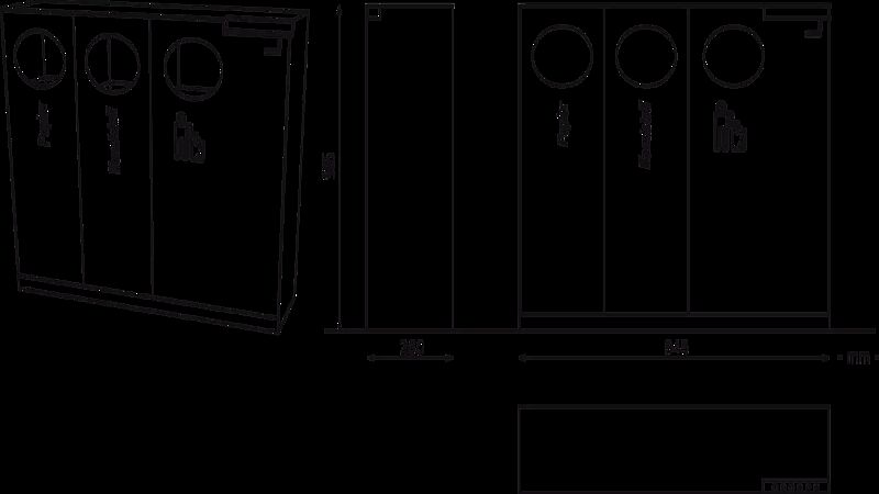 Abfallbehälter CRYSTAL TRIO  aus Edelstahl, ohne Einwurfklappe