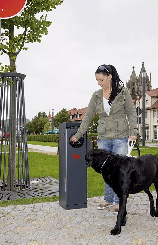 Hundetoilette CRYSTAL in RAL 7016 anthrazitgrau, Siebdruck in RAL 3020 verkehrsrot