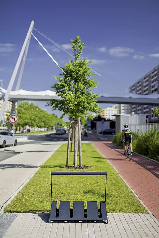 Fahrradständer VELO mit Griffstange, einseitig, 2 Stellplätze, in RAL 7016 anthrazitgrau