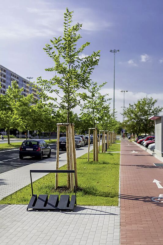 Fahrradständer VELO mit Griffstange, einseitig, 2 Stellplätze, in RAL 7016 anthrazitgrau