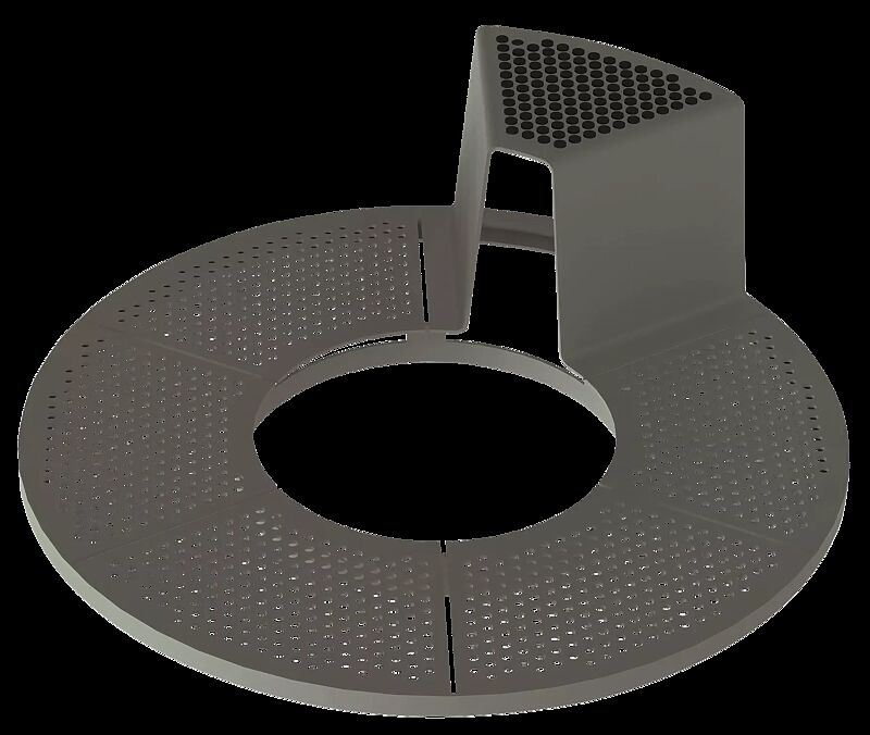 Baumschutzrost SINUS mit 1 Sitz, Sitz mit Kunststoffnoppen, in RAL 9007 graualuminium