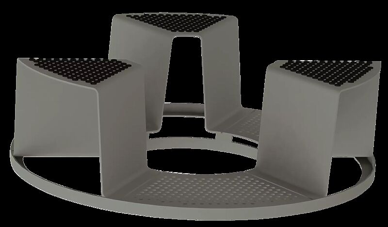 Baumschutzrost SINUS mit 3 Sitzen, Sitze mit Kunststoffnoppen, in RAL 9007 graualuminium