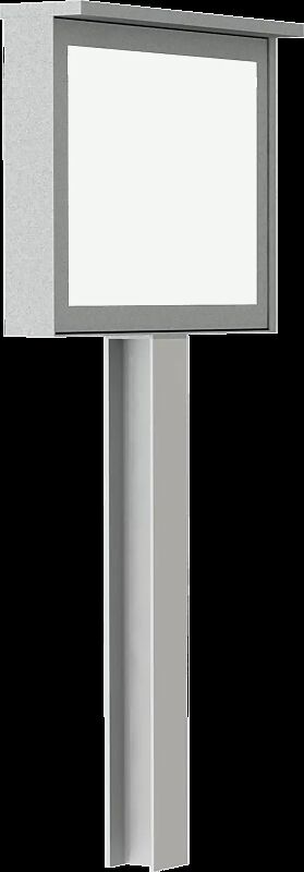 Schaukasten C-LIGHT IF mit zentralem Grundständer zum Aufdübeln und Überdachung, in RAL 9006 weißaluminium