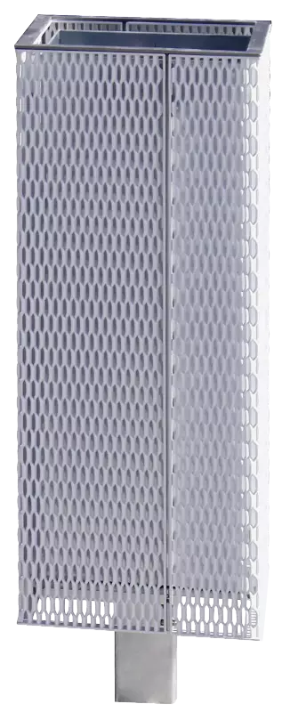 Abfallbehälter NANUK, quadratisch, Korpus: Streckmetall, in RAL 9006 weißaluminium