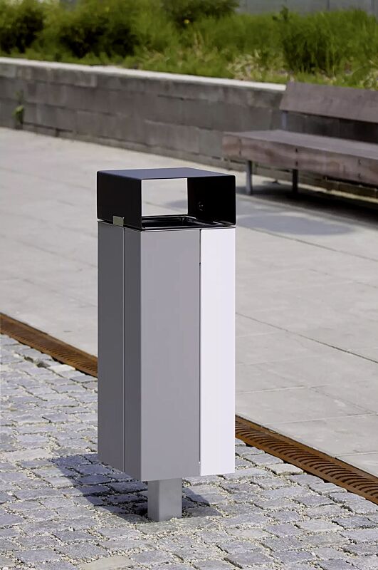 Abfallbehälter NANUK, mit Schutzdach, Korpus: Stahlblech, zweifarbig auf Anfrage