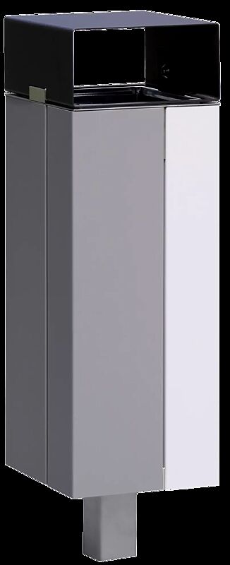 Abfallbehälter NANUK, quadratisch, mit Schutzdach, Korpus: Stahlblech, in RAL 7016 anthrazitgrau, RAL 9007 graualuminium und RAL 9010 reinweiß (mehrfarbig auf Anfrage)