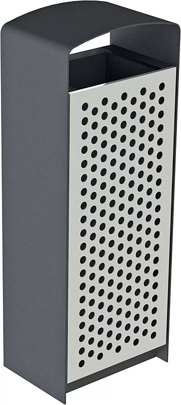 Abfallbehälter PRAX, Korpus: Edelstahl, Stahlteile in RAL 7016 anthrazitgrau