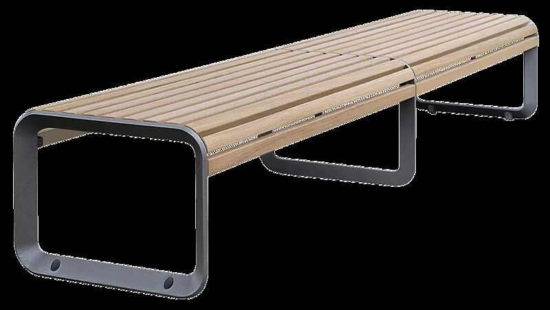Doppelsitzbank PORTIQOA ohne Rückenlehne, mit Robinienholzbelattung