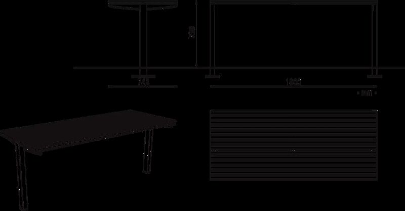 Tisch RADIUM mit Belattung aus Stahl