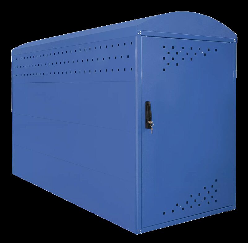 Fahrradgarage LEXINGTON NEW, Grundeinheit mit Bogendach, mit Profilhalbzylinderschloss, Türanschlag DIN rechts, Stahlkonstruktion in RAL 5000 violettblau