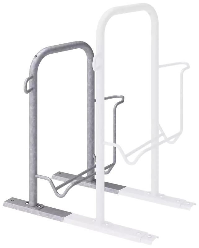 Fahrradparker ZIROS, einseitig 90°, tief / hoch, Radabstand 400 mm, zum Aufdübeln bei +/- 0 mm, feuerverzinkt