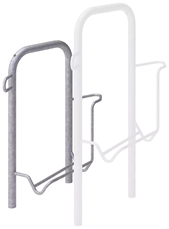 Fahrradparker ZIROS, einseitig 90°, tief / hoch, Radabstand 400 mm, zum Aufdübeln bei -250 mm, feuerverzinkt