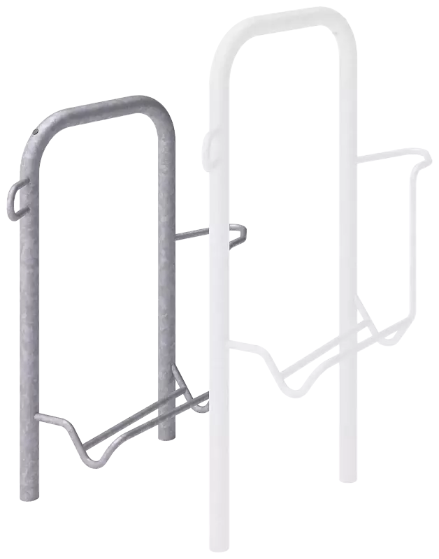 Fahrradparker ZIROS, einseitig 90°, tief / hoch, Radabstand 500 mm, zum Aufdübeln bei -250 mm, feuerverzinkt