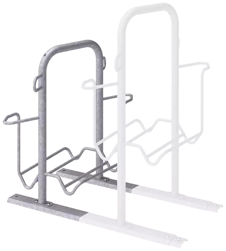 Fahrradparker ZIROS, doppelseitig 90°, tief / hoch, Radabstand 500 mm, zum Aufdübeln bei +/- 0 mm, feuerverzinkt